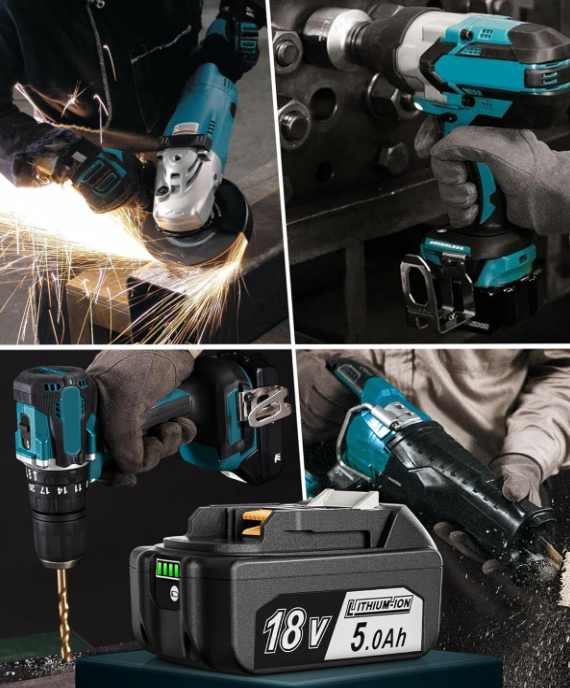 18V 5.0Ah Replacement Battery for Makita BL1850B / BL1860 / BL1840 – With LED Indicator