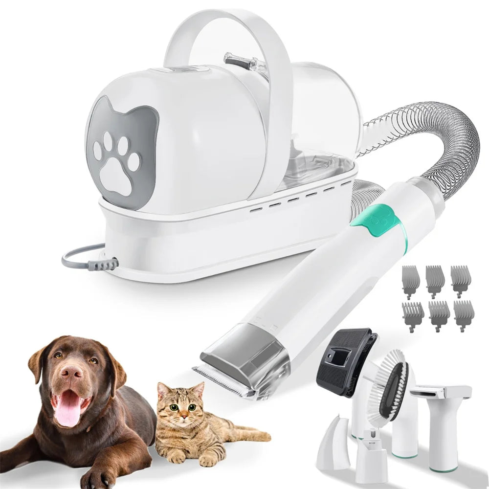 7-in-1 Pet Grooming Vacuum Kit – Multifunctional Hair Trimmer & Cleaner for Dogs & Cats