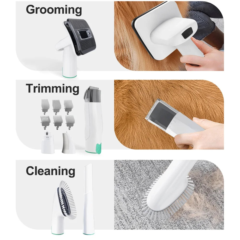 7-in-1 Pet Grooming Vacuum Kit – Multifunctional Hair Trimmer & Cleaner for Dogs & Cats