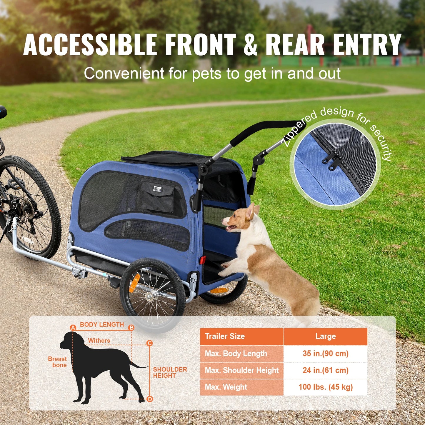 SucceBuy 2-in-1 Dog Bike Trailer & Pet Stroller – 100 lbs Bicycle Carrier with Wheels, Coupler, and Safety Flag