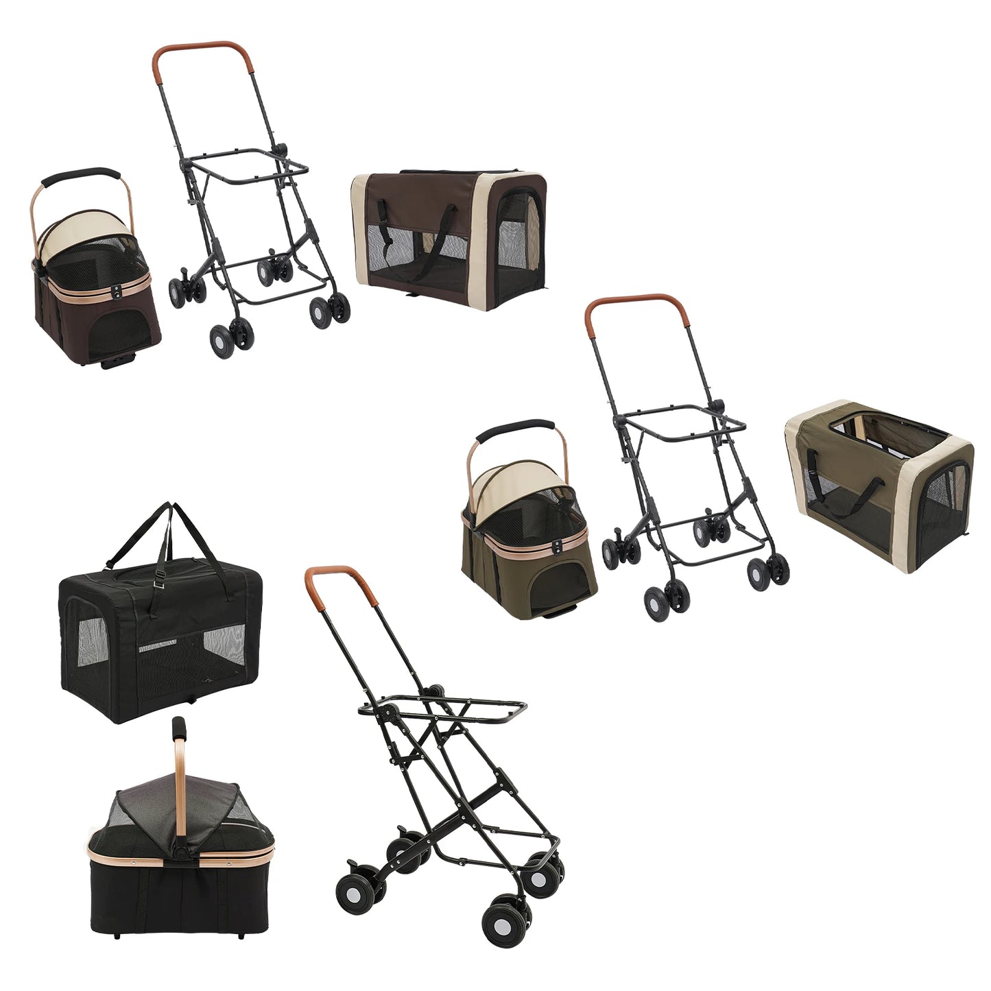 Double-Tier Foldable Pet Stroller – Detachable Dog & Cat Stroller for Small & Medium Pets