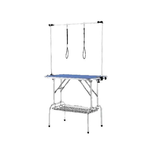 SucceBuy Foldable Pet Grooming Table with Double Arms & Clamp – Adjustable Dog Grooming Stand for Small & Medium Pets
