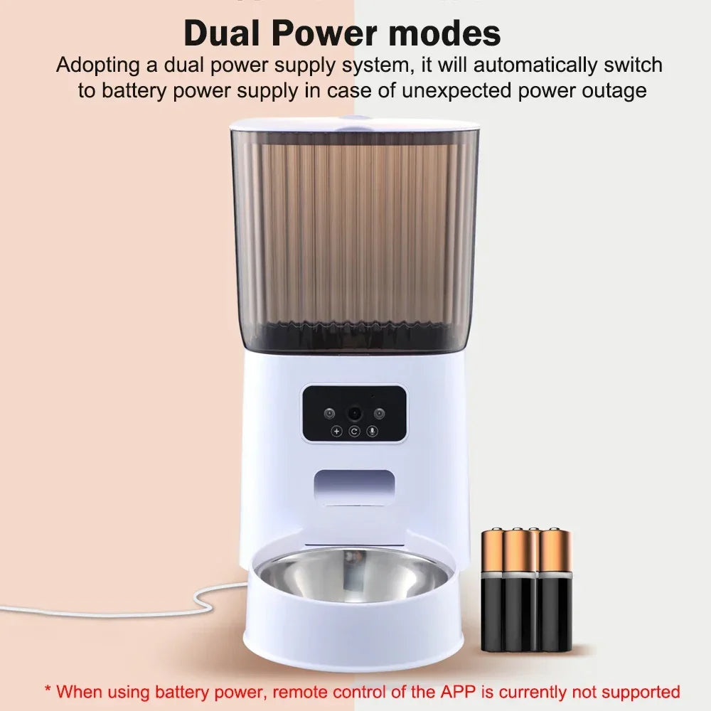 5L Smart Automatic Pet Feeder with HD Camera & WiFi – Dog & Cat Food Dispenser with Timer & Stainless Steel Bowl