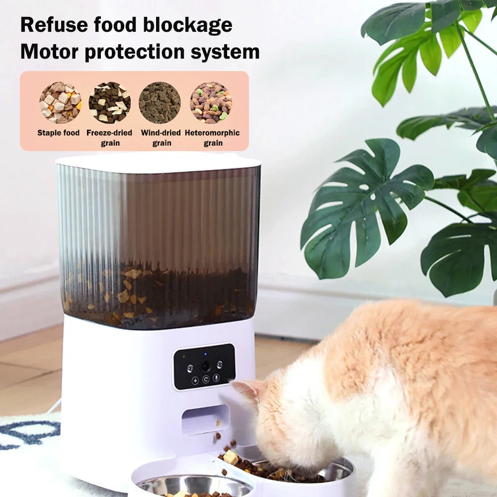 5L Smart Automatic Pet Feeder with HD Camera & WiFi – Dog & Cat Food Dispenser with Timer & Stainless Steel Bowl