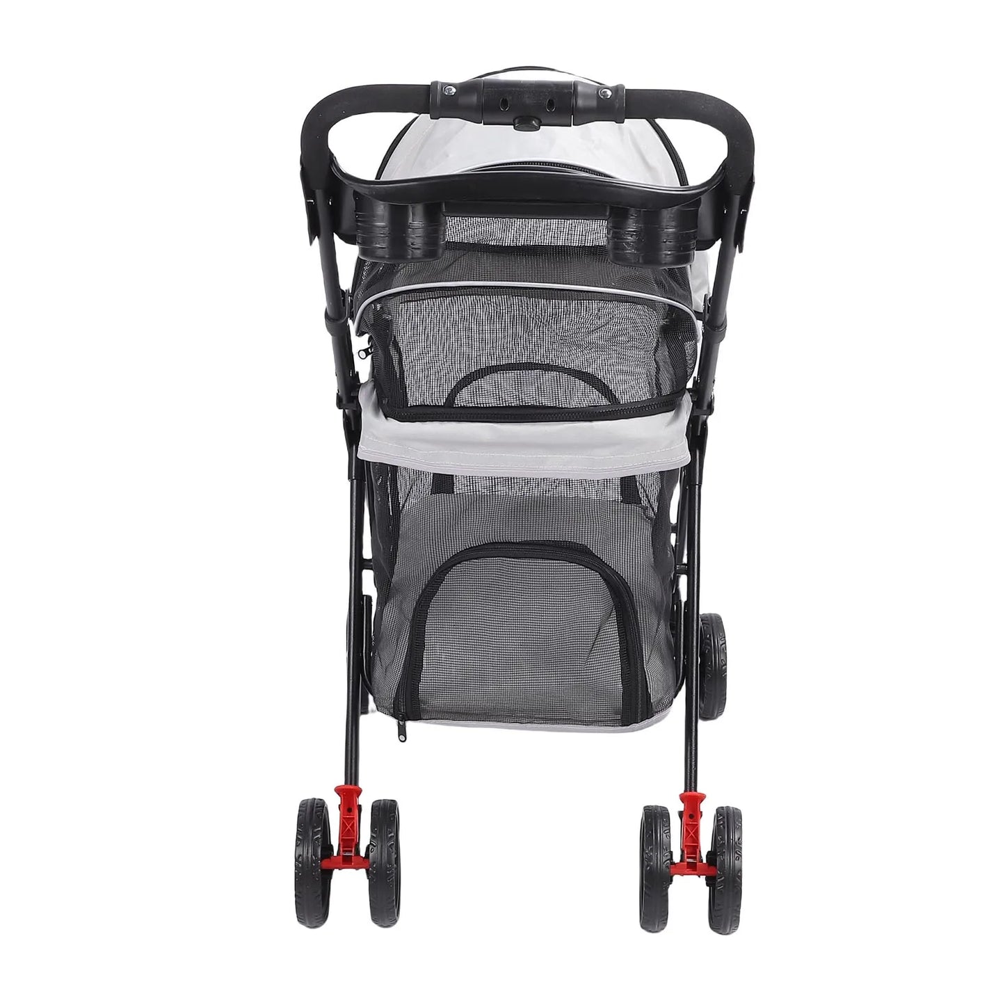 Foldable Pet Stroller – One-Click Folding Dog & Cat Wagon with Sunshade and Cup Holder