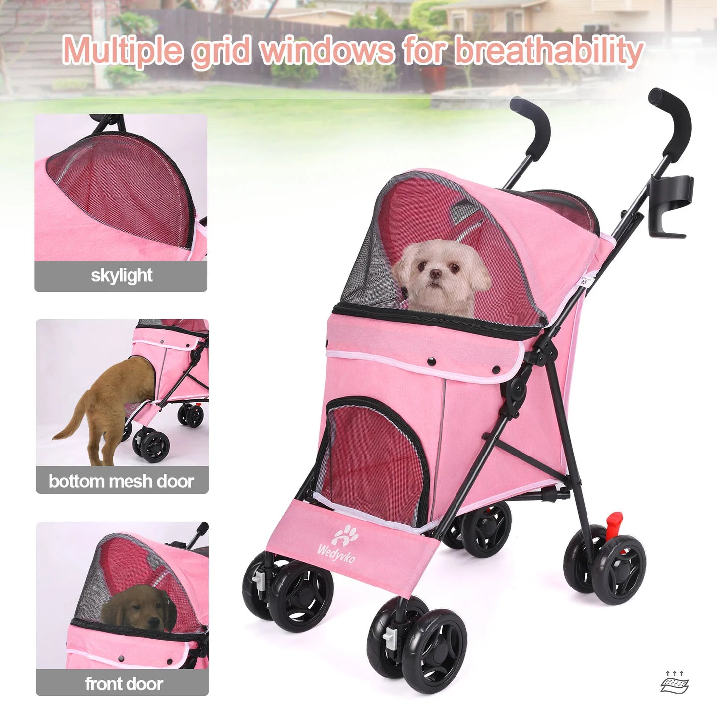 Lightweight Foldable Pet Stroller – Breathable Travel Stroller for Small & Medium Dogs and Cats