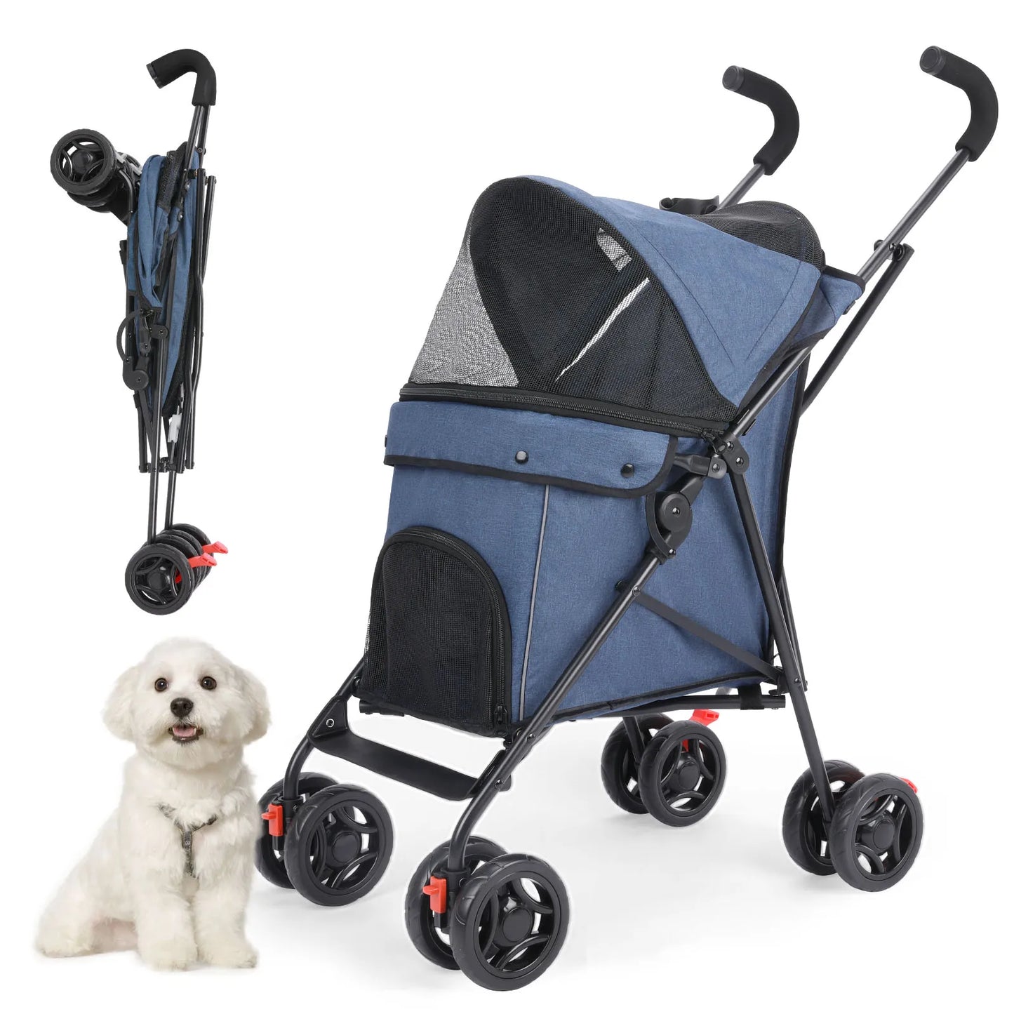 Lightweight Foldable Pet Stroller – Breathable Travel Stroller for Small & Medium Dogs and Cats