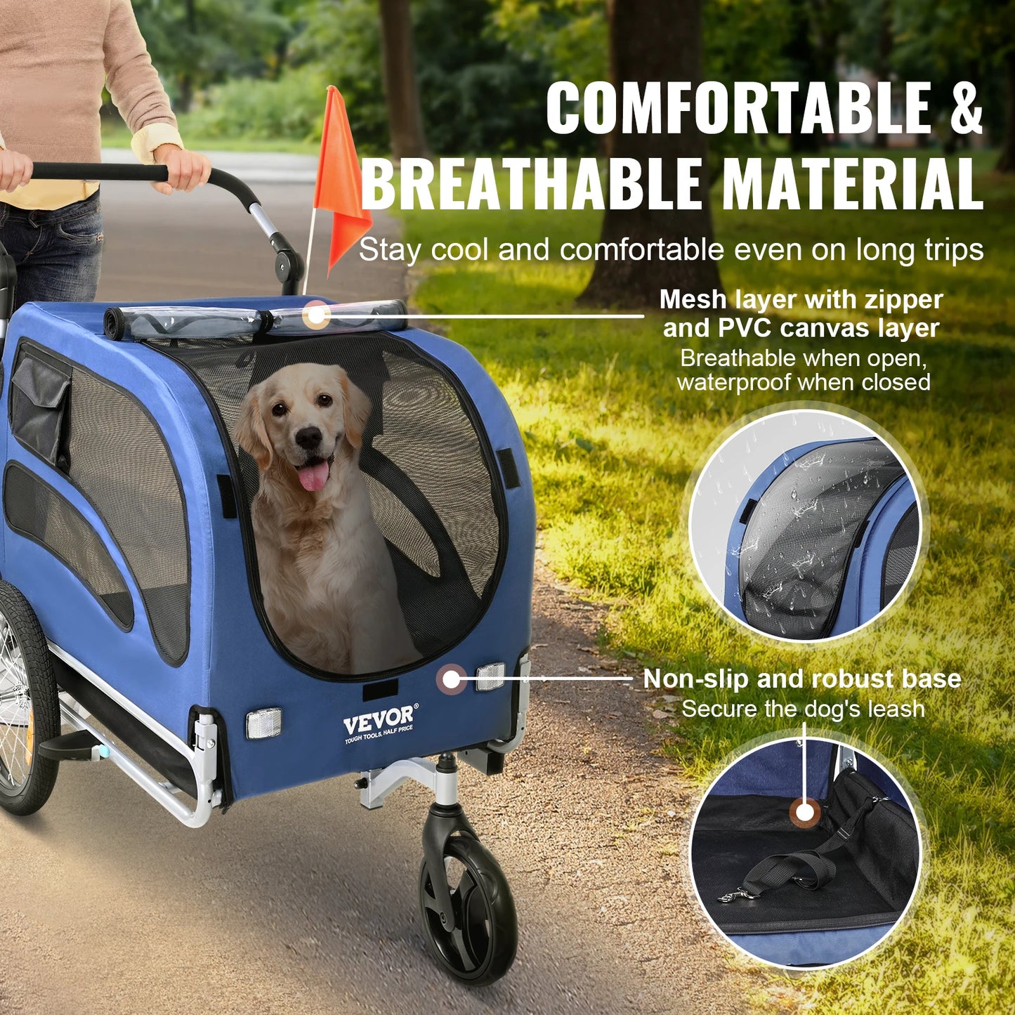 SucceBuy 2-in-1 Dog Bike Trailer & Pet Stroller – 100 lbs Bicycle Carrier with Wheels, Coupler, and Safety Flag