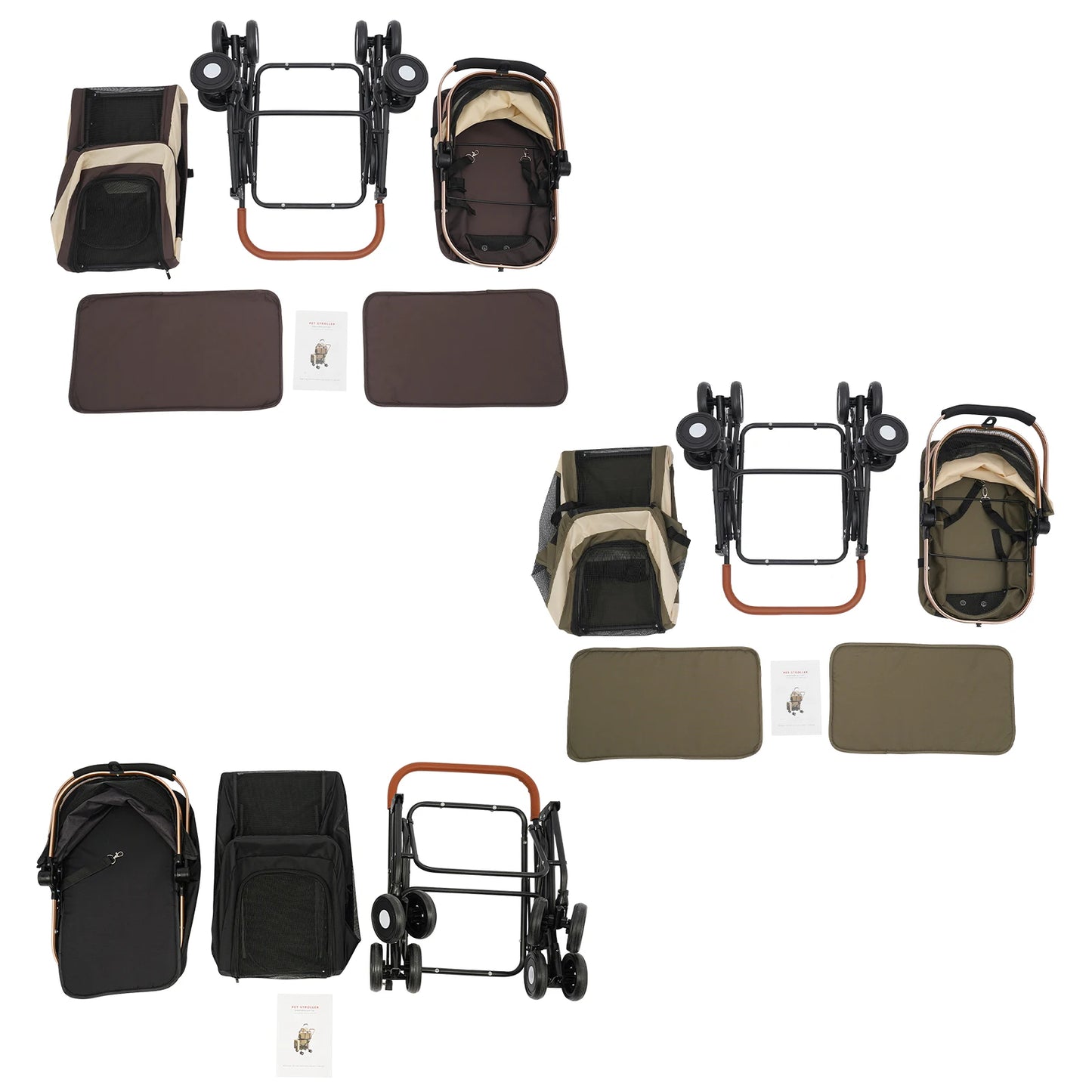 Double-Tier Foldable Pet Stroller – Detachable Dog & Cat Stroller for Small & Medium Pets