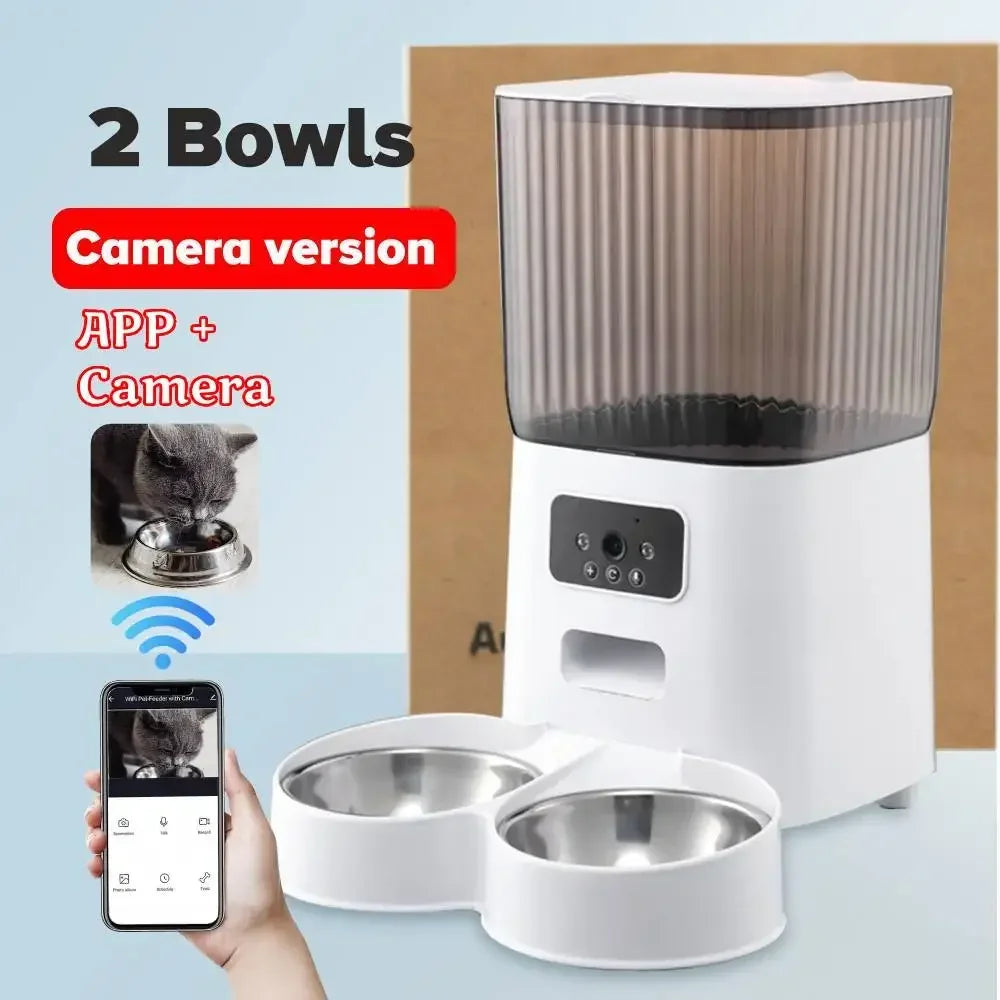 5L Smart Automatic Pet Feeder with HD Camera & WiFi – Dog & Cat Food Dispenser with Timer & Stainless Steel Bowl